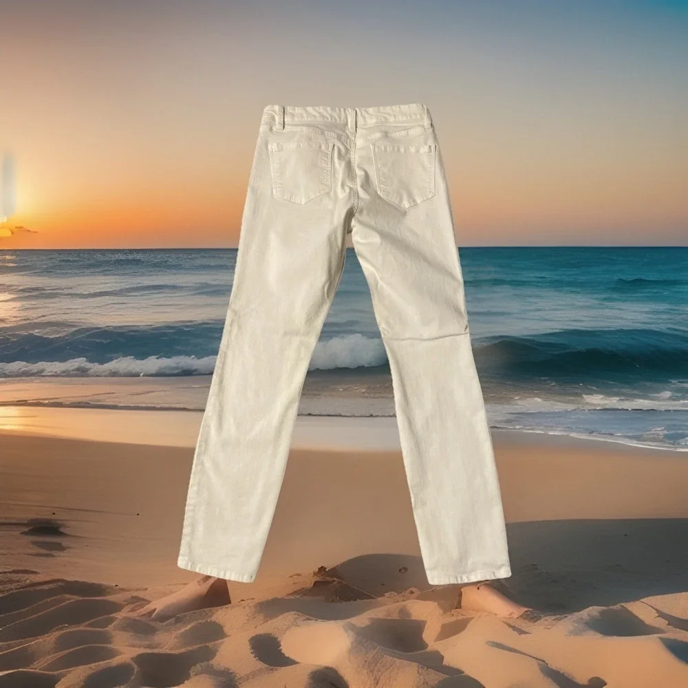 Buffalo David Bitton Jeans Womens 8 White Daily Mid Rise Skinny Ankle Preppy‎
